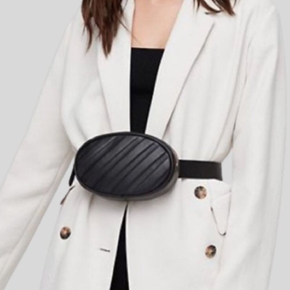 ARITZIA Auxiliary Leather Belt Bag Fanny Hip Pack Black